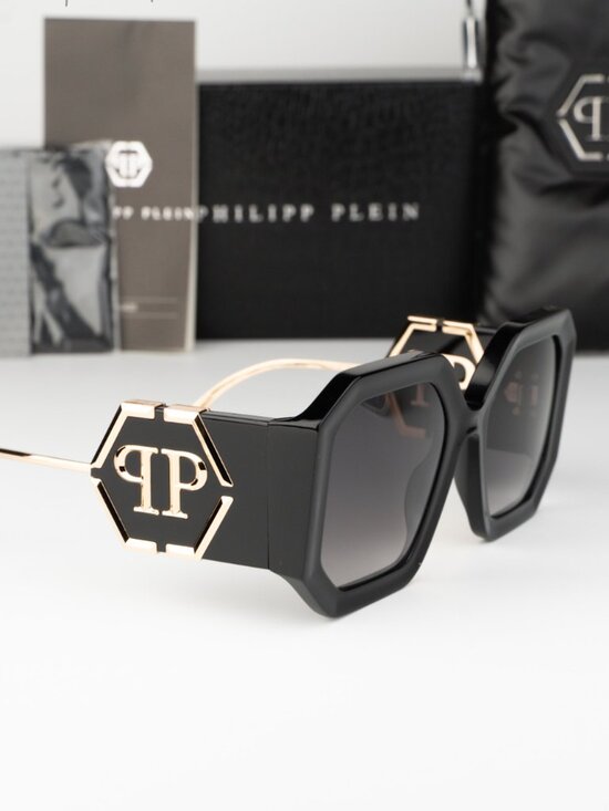 Philipp Plein Women Sunglasses Black Grey Grad Square SPP067 0700 NEW AUTHENTIC main image 10